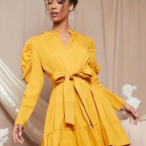 Gold belted dress